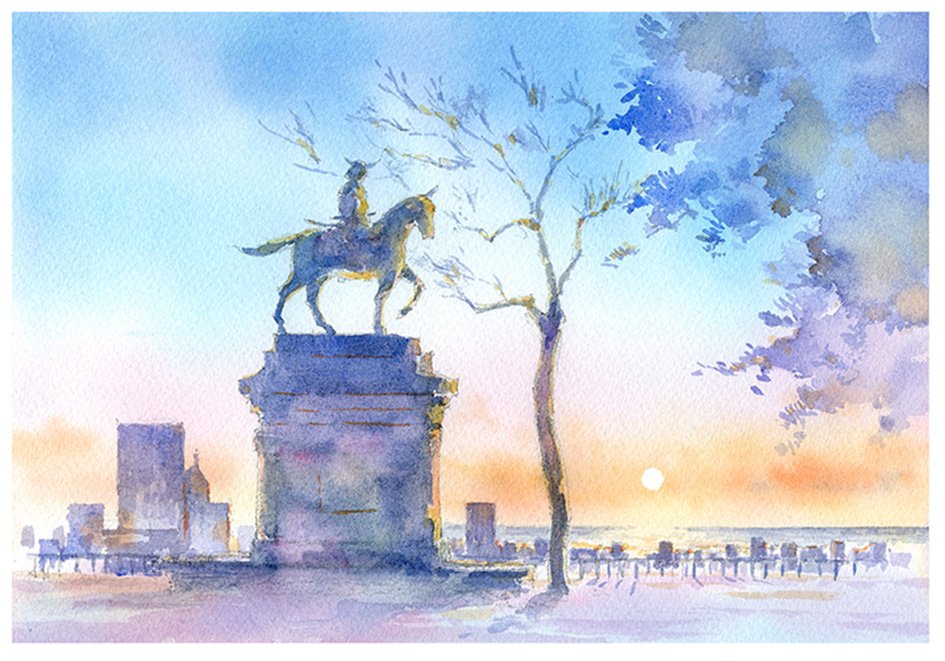 青葉城址 伊達政宗像 仙台風景