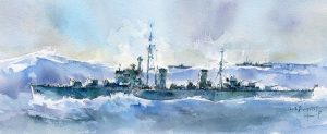 H.M.S. Ulysses　透明水彩で描く巡洋艦