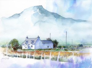 スコットランド・スカイ島風景を透明水彩で描く