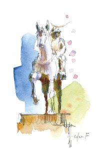 ＃広瀬川,#仙台,＃伊達政宗騎馬像,#古山拓,＃画家,＃イラストレーター,＃水彩画